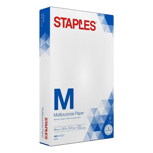 Staples 8.5 x 14 Multipurpose Paper 20 lbs. 96 Brightness 500/RM (05029)  562787