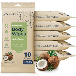 60 XL Shower Wipes - Body Wipes for Adults Bathing No Rinse Coconut ...