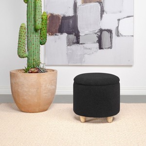 CAVINAS Luxurious Faux Shearling Round Storage Ottoman Bench,Footstool with Hidden Compartment,Storage Bench for Bedroom,Living Room,Entryway - 1 of 4