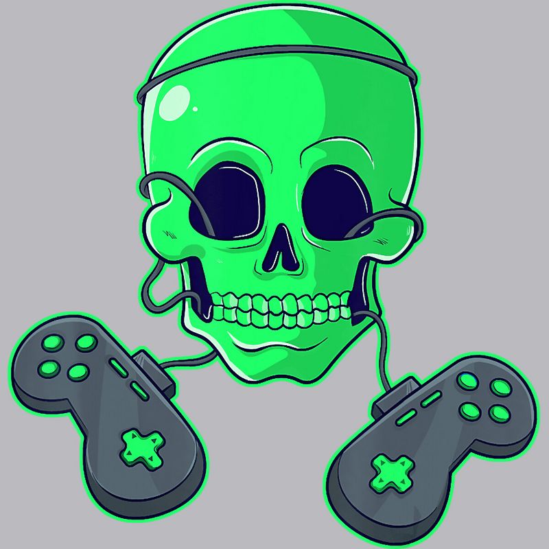 Men's Design By Humans Halloween Skeleton Skull Crossbones Video Gamer By TaiHan Tank Top, 2 of 5