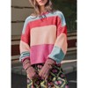 Imily Bela Womens Color Block Cropped Sweaters 2025 Winter Trendy Casual Oversized Y2k Going Out Striped Pullover Tops - 3 of 4