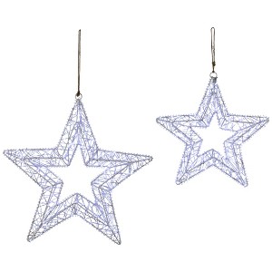 Northlight LED Lighted Stars Outdoor Christmas Decorations - 18" - Set of 2 - Cool White Lights - 1 of 4