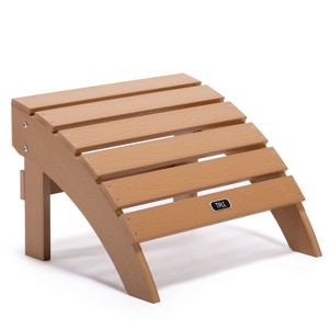 DSVIMOY Adirondack Ottoman, Weather-Resistant Outdoor Footrest, Real Wood Look Plastic, Low Maintenance Patio Accent, Brown, 20"*18"*13" - 1 of 4