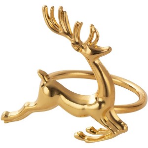 Juvale 6-Piece Gold Reindeer Christmas Napkin Rings, 1.8 Inches Diameter, Gold Napkin Rings for Holiday Themed Party Supplies - 1 of 4
