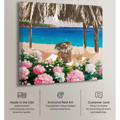 Relaxing Coastal Beach Scene Canvas Wall Art, 16" x 16"