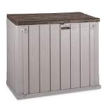 Toomax Stora Way All-Weather Outdoor Horizontal 4.25' x 2.5' Storage Shed Cabinet for Trash Can, Garden Tools, & Yard Equipment, Taupe Gray/Anthracite