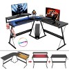 Bestier 55" L-Shaped Reversible Gaming Desk with Large Monitor Shelf, Cup Holder, and Headset Hook ,  Black - 2 of 4