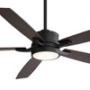 Airsurfer 65" LED Ceiling Fan in Matte Black with Color-Changing Light and Remote- 5-Blade Wood Finish Design - 3 of 4
