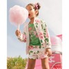 Deux par Deux Girl Printed French Terry Short Pink Flowers on White Background - 2 of 4