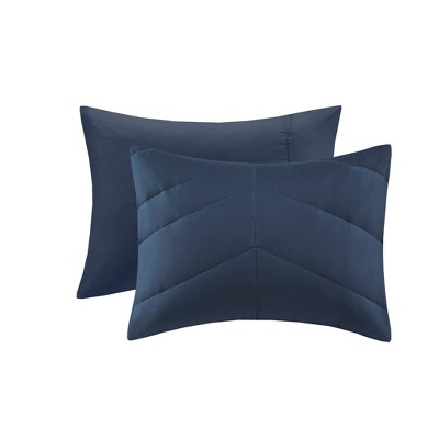 Navy Twin Microfiber Quilted Comforter Set
