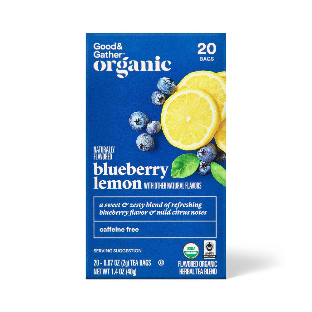 Organic Naturally Flavored Blueberry Lemon with Other Natural flavors Herbal Tea Blend - 20.07oz - Good & Gather