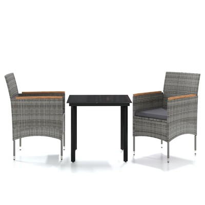 vidaXL Garden Dining Set Grey and Black