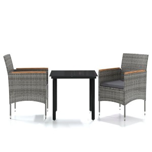 vidaXL Garden Dining Set Grey and Black - 1 of 2