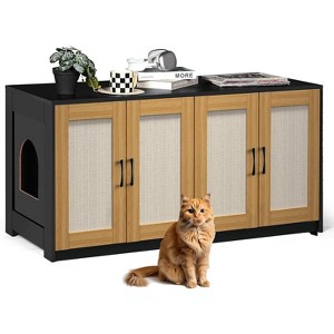 Jojoka Large Wood Hidden Litter Box Furniture for 2 Boxes, Indoor Cat House TV Stand - 1 of 4