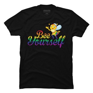 Adult Design By Humans Bee Yourself Rainbow Pride By AmusingDesignCo T-Shirt - 1 of 2