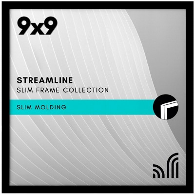 Americanflat 9x9 Picture Frame - Streamline Collection - Thin Border Square Frame for Tabletop and Wall Display - Black
