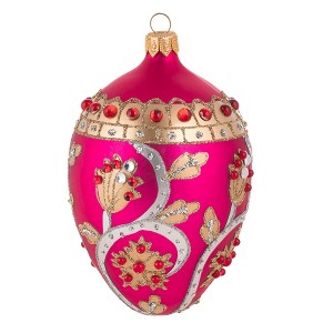 Miss Christmas 5.0 Inch Secret Garden Pink Fabrege Egg Christmas Tree Ornament , Christmas Decor Christmas, Paint, Glitter, Faux Stones (1PC) - 1 of 4