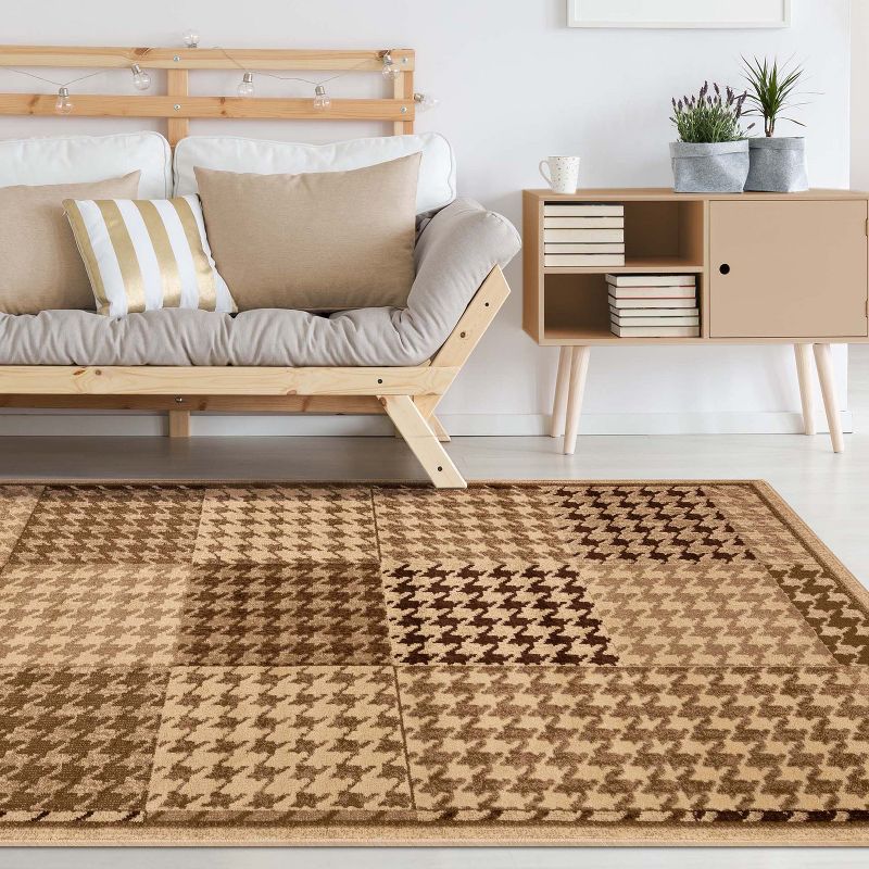 Abstract Houndstooth Checkered Geometric Border Power-Loomed Living Room Bedroom Entryway Indoor Area Rug or Runner by Blue Nile Mills, 5 of 7