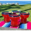 Dos Sueños Mexican Hand Blown  Stemless Margarita Glasses - Aqua Rim - 14oz - Set of 4 - 3 of 4