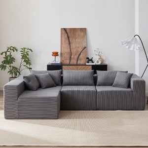 SKRAN 104" Modular L Shaped Sectional Sofa with Upholstered,Free Combination,Foam-Filled Compressed Sofa for Living Room,Bedroom,Corduroy - 1 of 4