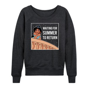 Women's - Disney Princess - Waiting For Summer Lightweight French Terry Wide Neck Long Sleeve Shirt - 1 of 4