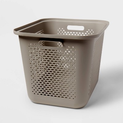 Small Decorative Plastic Bin with Cutout Handles White - Brightroom™