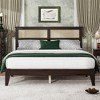 DYHOME Queen Upholstered Bed Frame with Rattan Headboard and Support Feet, Wood Frame Queen Size Platform Bed, No Box Spring Needed - 2 of 4