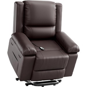 Elderly-Friendly PU Leather Electric Power Lift Recliner - Heat & Massage Functions, Remote Control + Side Pocket, for Living Room & Bedroom - 1 of 4