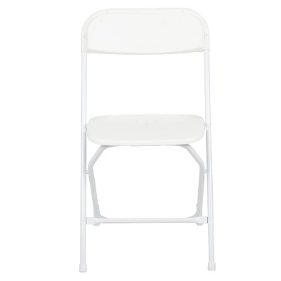 White Plastic Folding Chairs with Steel Frame, Set of 2