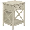 NicBex Rustic Style Nightstand with 1 Drawer and X-Braced Shelf Bedside Table End Table for Living Room, Bedroom, White - 3 of 4