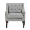 Fabric Upholstery Accent Chair with Button-Tufted Back, Foam Cushions, Reversible Seat and Brown Wood Legs - 2 of 4