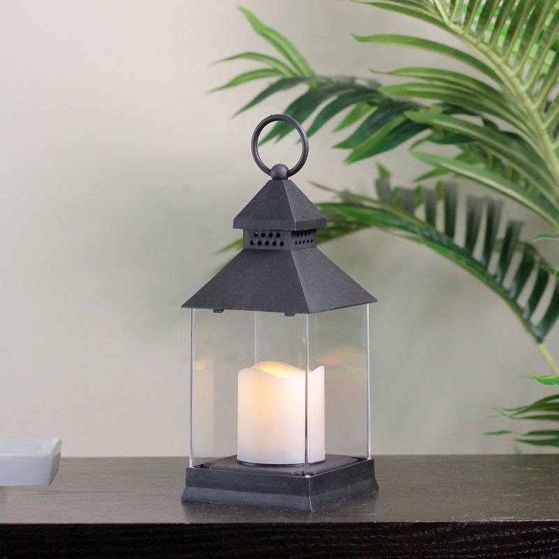 Northlight 9.5" Black Candle Lantern with Flameless LED Candle, 2 of 6
