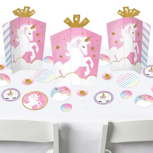 1st Birthday Rainbow Unicorn - Magical Unicorn First Birthday Party  Centerpiece Sticks - Table Toppers - Set of 15