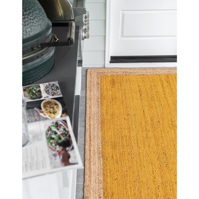 Handmade Yellow Braided Jute Rectangular Area Rug