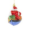 Huras 4.5 Inch Leisure Time Santa Ornament Fishing Fish Boat Lake Tree Ornaments - 2 of 3