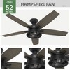 Hunter 52" Hampshire Lighted Ceiling Fan Matte Black Finish with 5 Blades and Handheld Remote Control for Indoor Use - 2 of 4