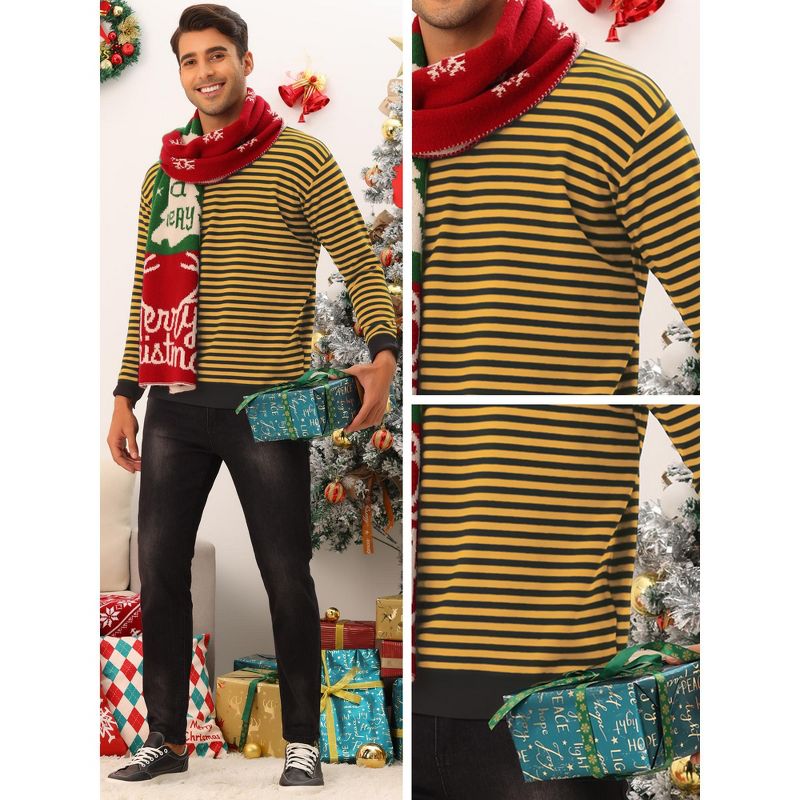Lars Amadeus Men's Round Neck Long Sleeves Color Block Striped Knit Pullover Sweaters, 5 of 6