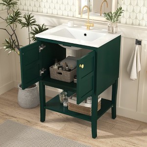 MOEPISY 24 inch Bathroom Vanity with Top Sink, Modern Bathroom Storage Cabinet with 2 Doors - 1 of 4