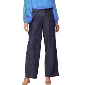 Women's Kayla Pleated Denim Wide Leg Pants - current air - 1 of 4