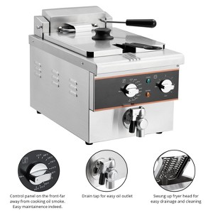 Electric Deep Fryer, Deep Fryer with Oil Drain, 30 Min Timer, Rotary Fryer Head, Stainless Steel Countertop Fryers for Home & Commercial Use - 1 of 4