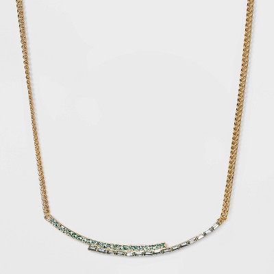 16" Stacked Multi Stones Collar Statement Necklace - A New Day™ Green
