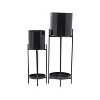 9" Wide 2pc Planter Pots Modern Metal Black - Olivia & May - 3 of 4