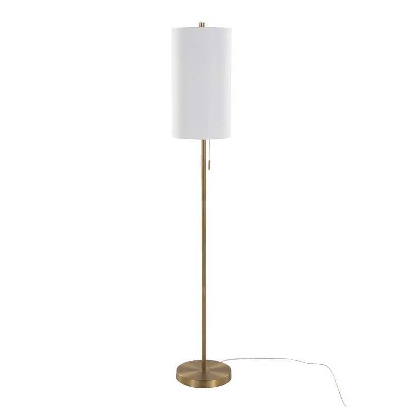 LumiSource Bounty 62&#34; Contemporary Metal Floor Lamp in Gold Metal with White Linen Shade from Grandview Gallery, 1 of 8