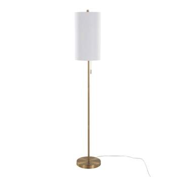 LumiSource Bounty 62" Contemporary Metal Floor Lamp in Gold Metal with White Linen Shade from Grandview Gallery