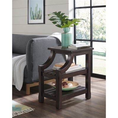 Barn Door Chairside Table with Power Espresso Brown - Martin Svensson Home