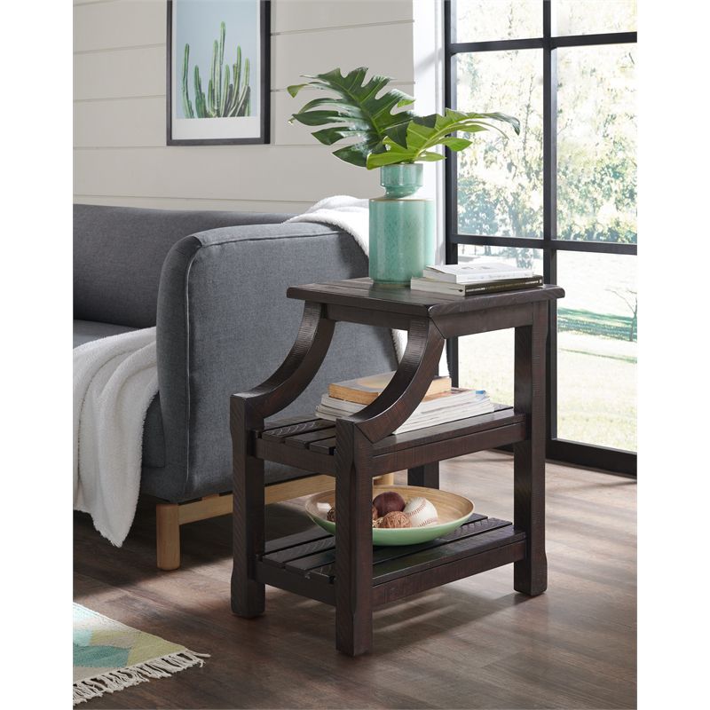 Barn Door Chairside Table with Power Espresso Brown - Martin Svensson Home, 1 of 8