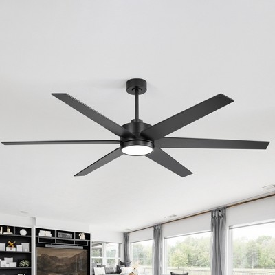 Airsurfer 72" Matte Black LED Ceiling Fan with Remote, 6-Speed Reversible Motor, 3-Color Light & Memory Function