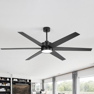 Airsurfer 72" Matte Black LED Ceiling Fan with Remote, 6-Speed Reversible Motor, 3-Color Light & Memory Function - 1 of 4