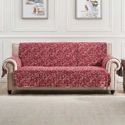 Holiday Forest Green and Red Reversible Sofa Cover