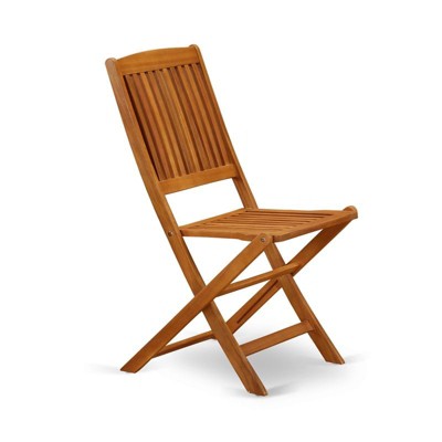 Natural Oil Acacia Wood Foldable Patio Dining Chairs, Set of 2